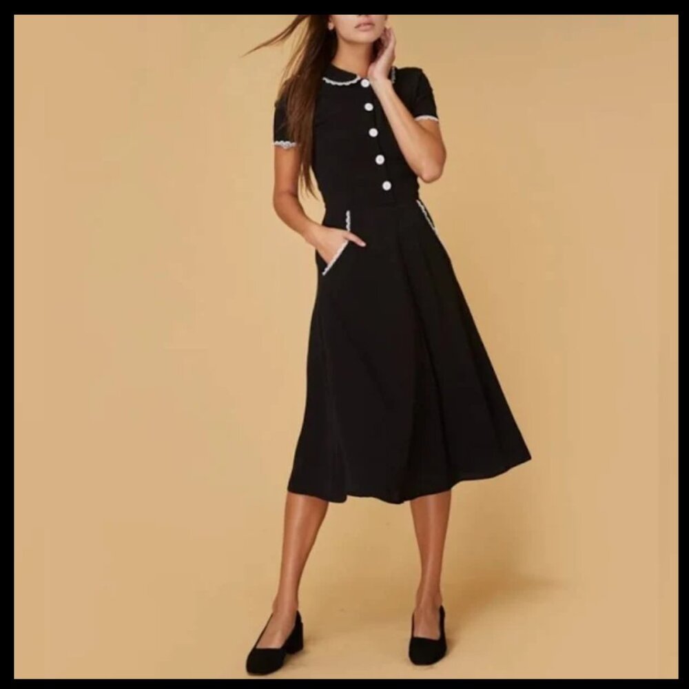 LAST CHANCE Christy Dawn NWOT Sebastian Dress Black with White Trim